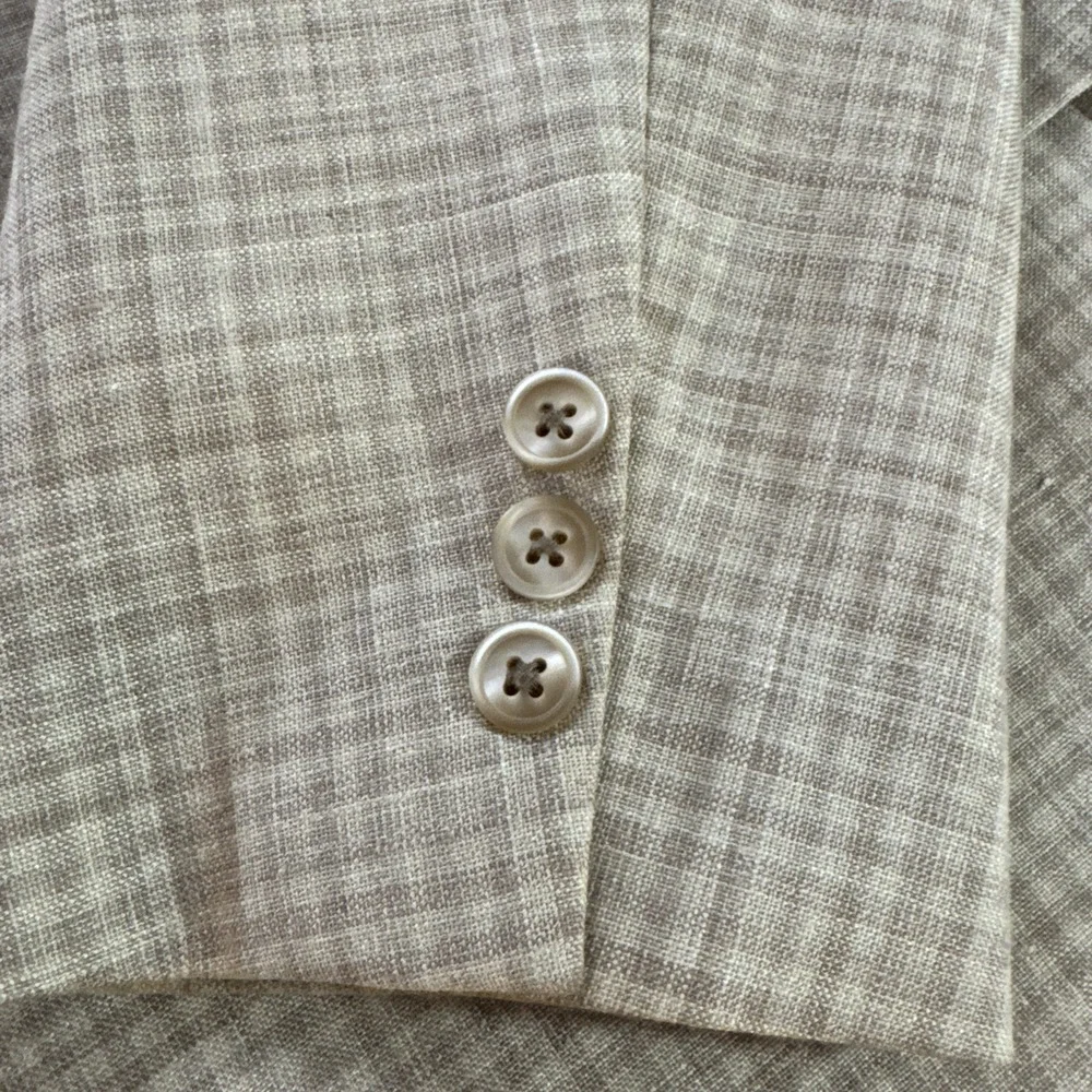 Vtg Kingsridge Beige Plaid Lightweight Sport Coat Blazer Jacket USA Made Sz 44R
